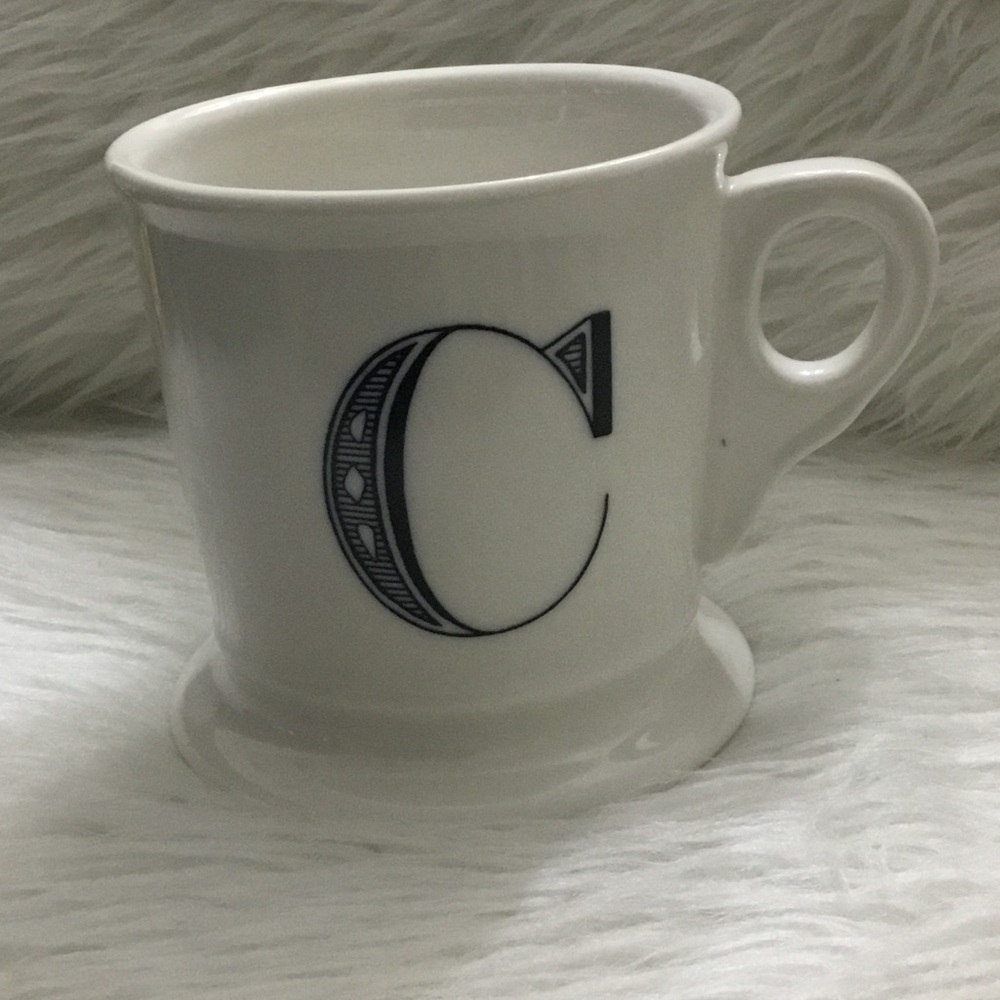 Anthropologie white ceramic monogram C coffee cup